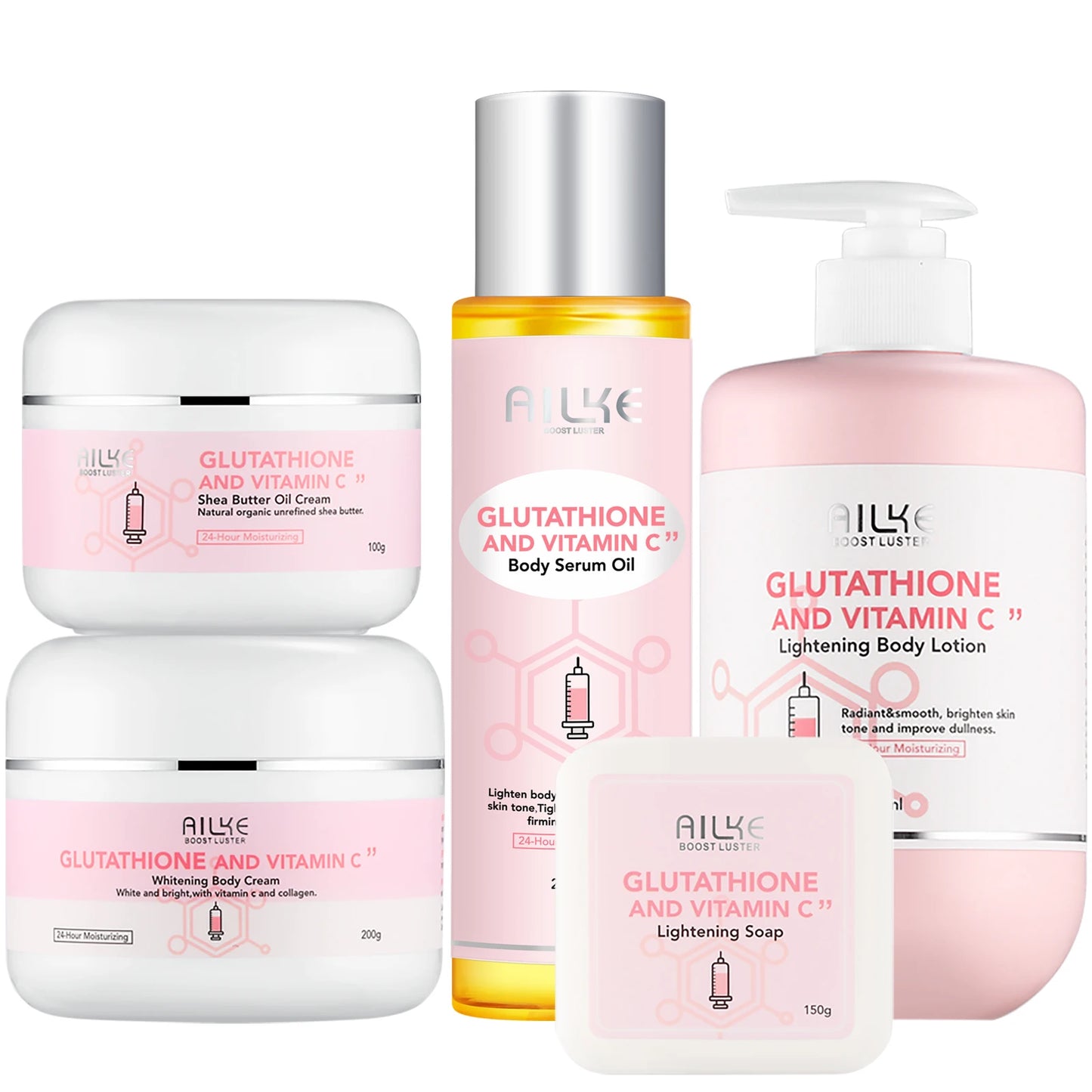 Advanced Whitening Skin Care Set with Glutathione and Vitamin C for Brighter, Smoother Skin, Dark Spot Reduction, and Deep Moisturization
