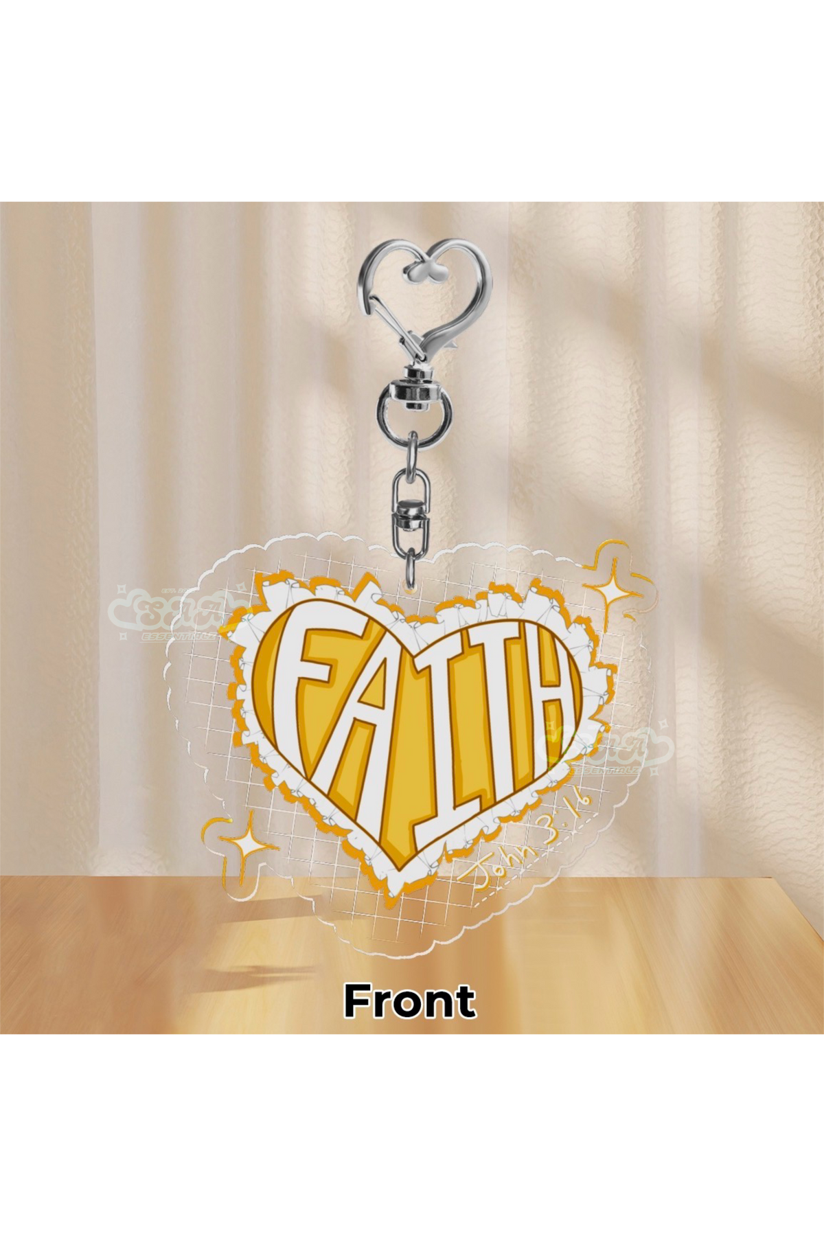 Faith Heart Acyclic Keychain