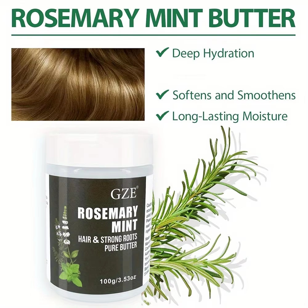 Rosemary Mint Hair & Strong Roots Butter - Natural Hair Growth & Damage Repair Treatment for Stronger, Healthier Hair