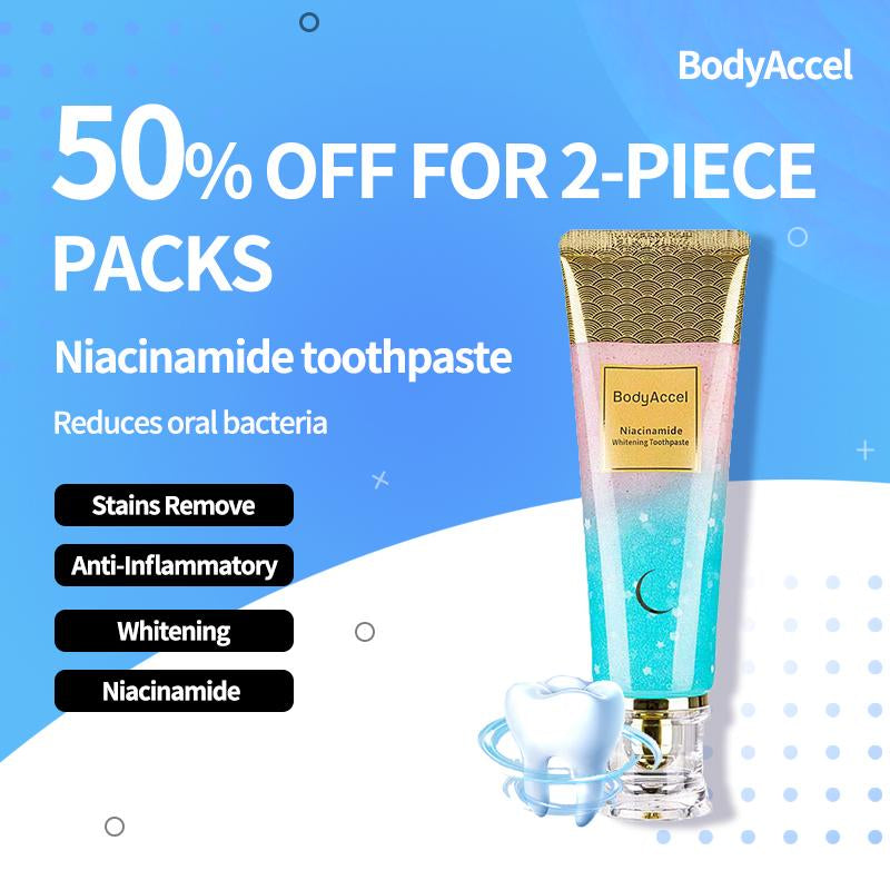 Bodyaccel Niacinamide Whitening Toothpaste - Peach Mint Flavor | Vegan, Fluoride-Free, Antiplaque & Fresh Breath | Oral Hygiene Essentials for Sensitive Teeth- JZ