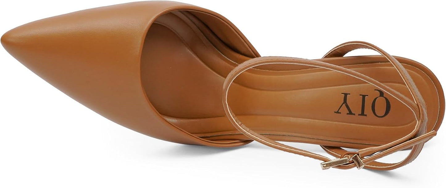 Women's Closed Toe Ankle Strap Stiletto Heels - Pointed Toe Wedding Dress Pumps