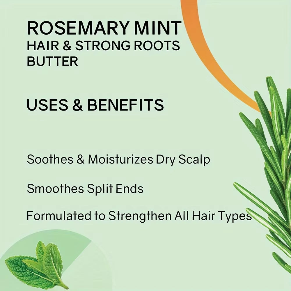 Rosemary Mint Hair & Strong Roots Butter - Natural Hair Growth & Damage Repair Treatment for Stronger, Healthier Hair