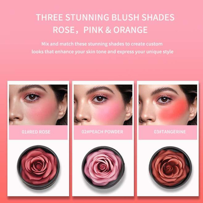 PETAL 3D Rose Blush – Natural Floral Scent, Skin-Friendly Long-Lasting Formula, 3 Radiant Shades for Flawless Glow, Unique Romantic Design, Perfect Gift for Makeup Lovers Cosmetic Gentle