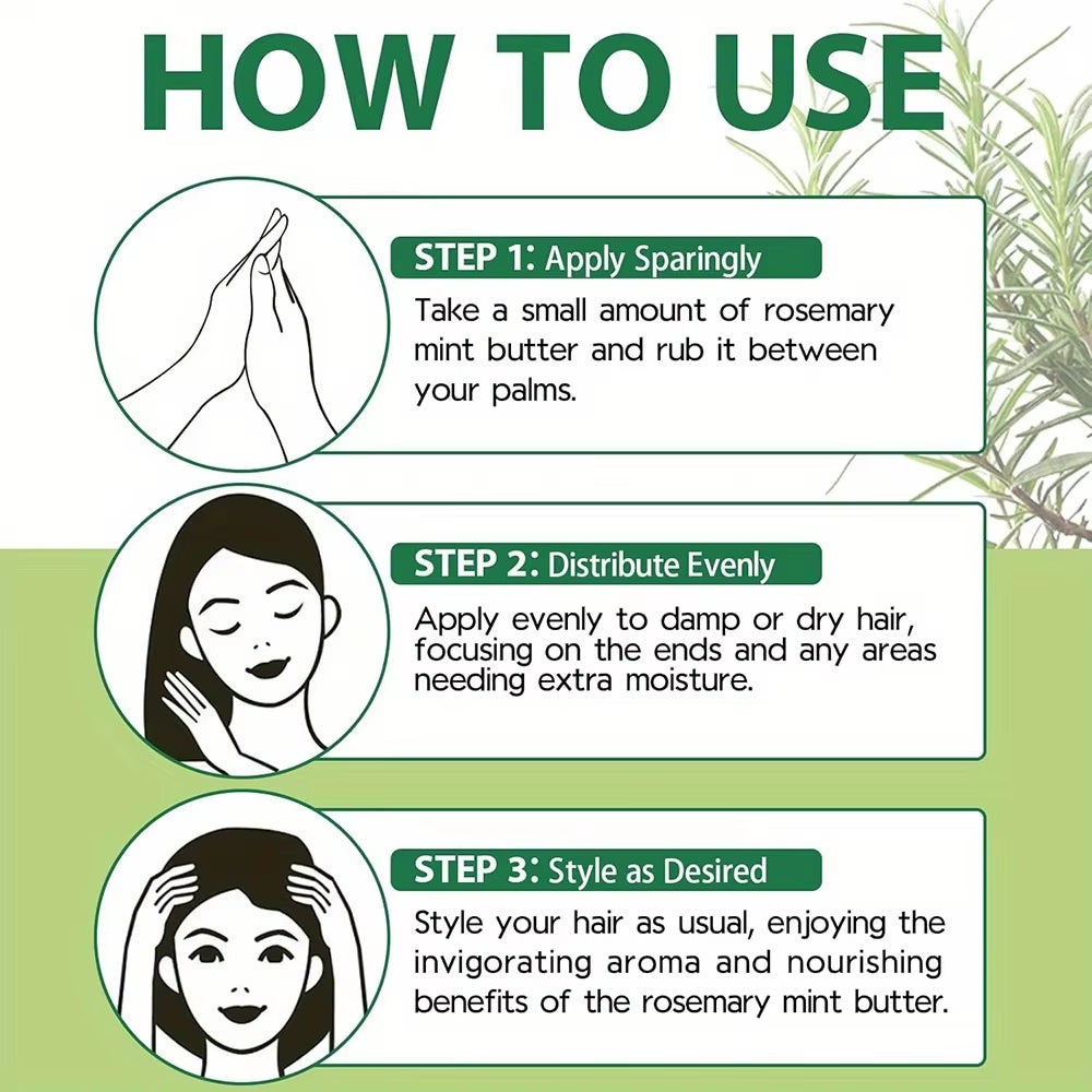 Rosemary Mint Hair & Strong Roots Butter - Natural Hair Growth & Damage Repair Treatment for Stronger, Healthier Hair