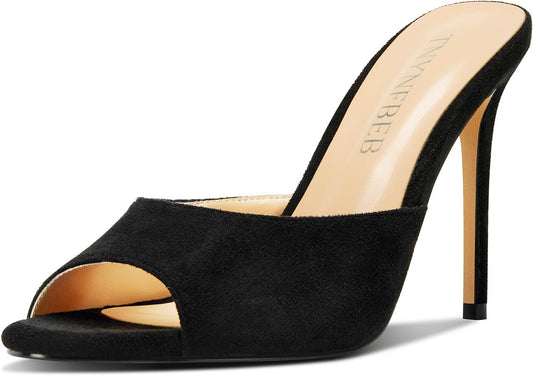 Women's Classic Stiletto High Heel Peep Toe Slingback Sandals - 3.9 Inches Heels for Weddings and Office Wear