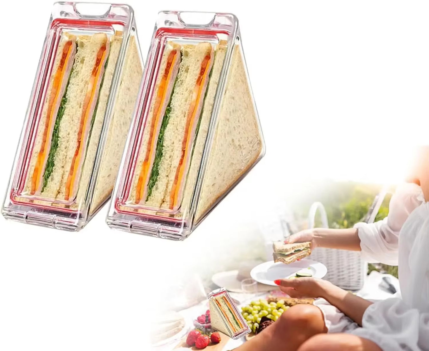 Triangle Sandwich Container Clear Portable Triangle Sandwich Container Reusable Washable and Reusable Wedge Boxes