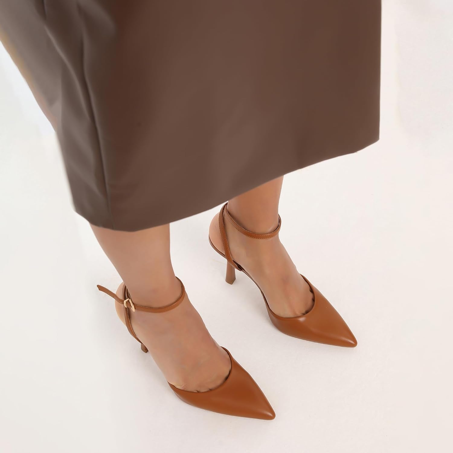 Women's Closed Toe Ankle Strap Stiletto Heels - Pointed Toe Wedding Dress Pumps