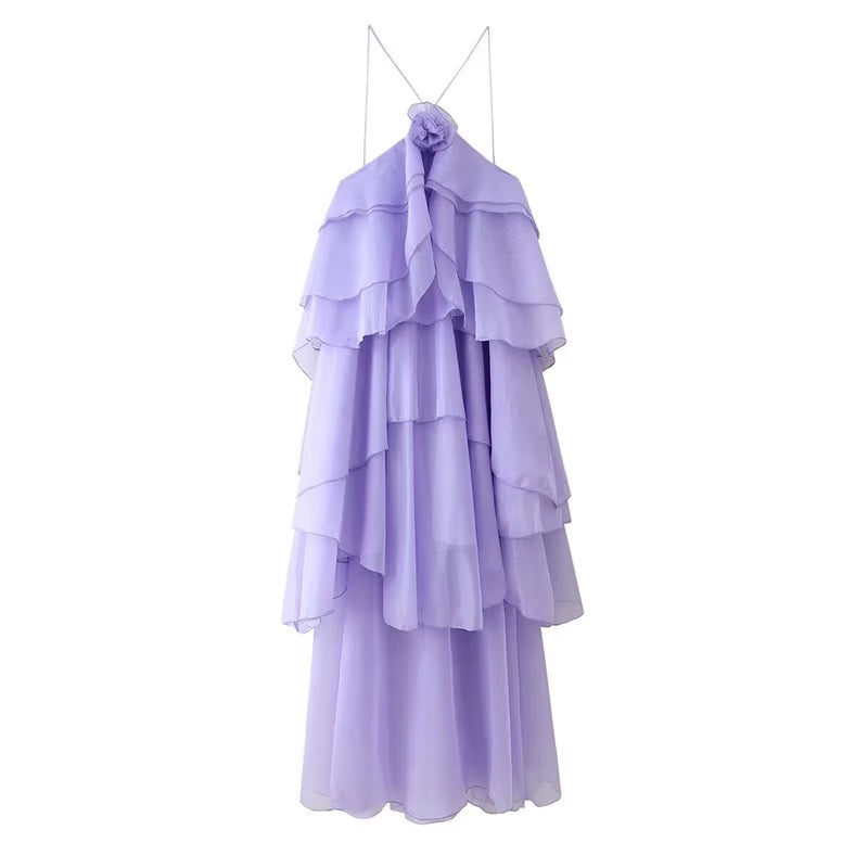Women Sleeveless Ruffles Loose Ball Gown Smock Strap Maxi Long Sexy Dress 2025 Birthday Vacation Party Dresses Vestidos