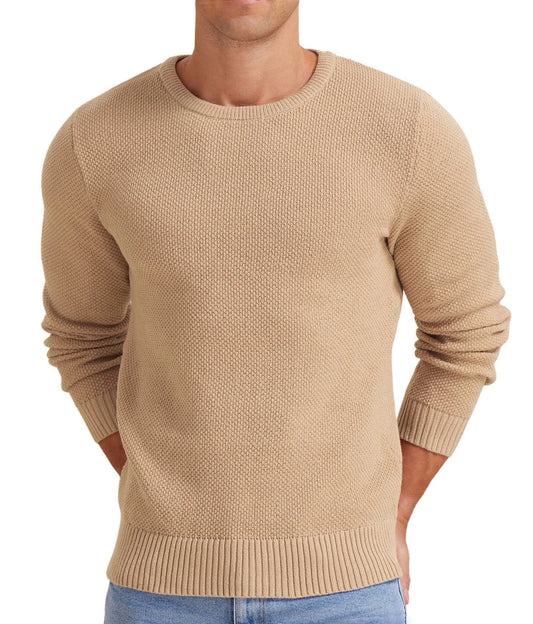 Mens Pullover Sweater Soft Lightweight Casual Classic Crewneck Knitwear Sweaters with Ribbing Edge Light Camel-Xxl