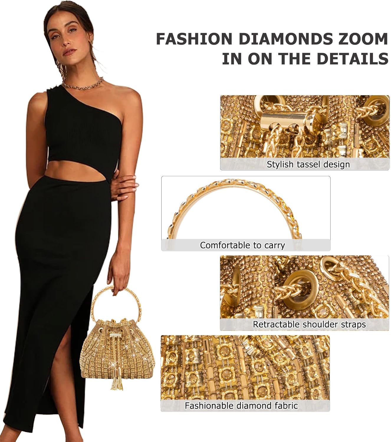 Elegant Rhinestone Evening Clutch Bag for Women – Sparkly Handbag for Parties, Proms, Cocktails, and Weddings