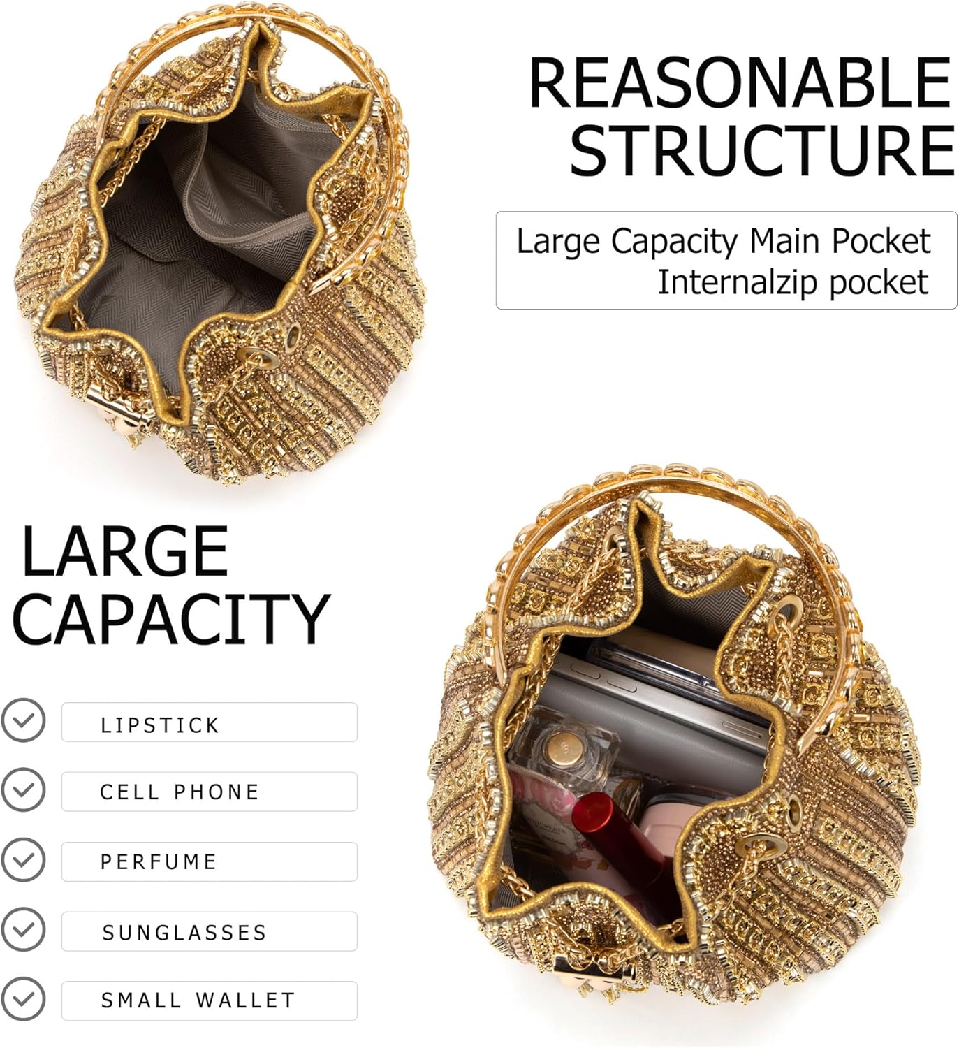 Elegant Rhinestone Evening Clutch Bag for Women – Sparkly Handbag for Parties, Proms, Cocktails, and Weddings