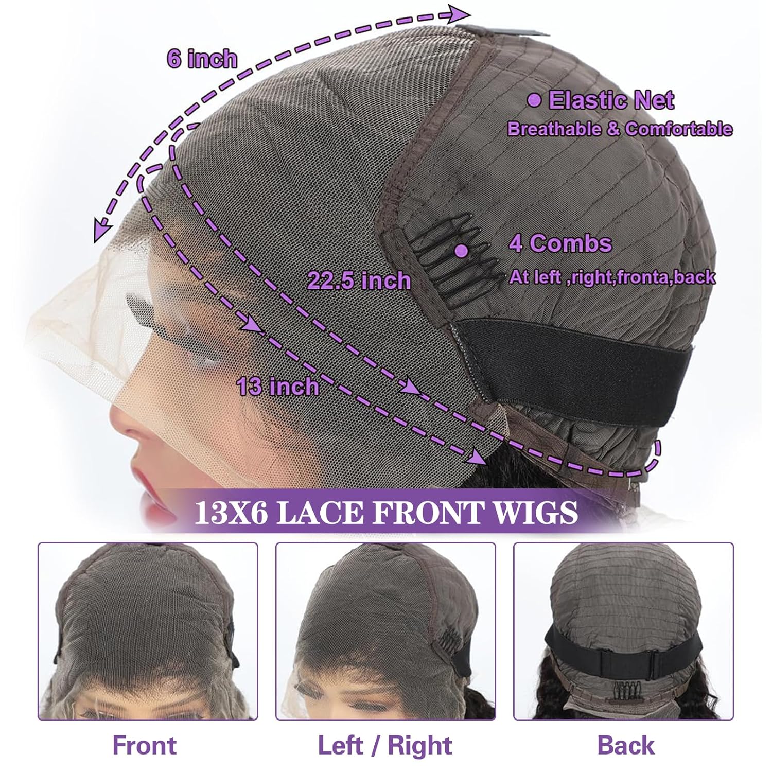 30-Inch Deep Wave Lace Front Wig - 210 Density 13X6 HD Transparent Lace, Glueless, Pre-Plucked Human Hair Wig for Women