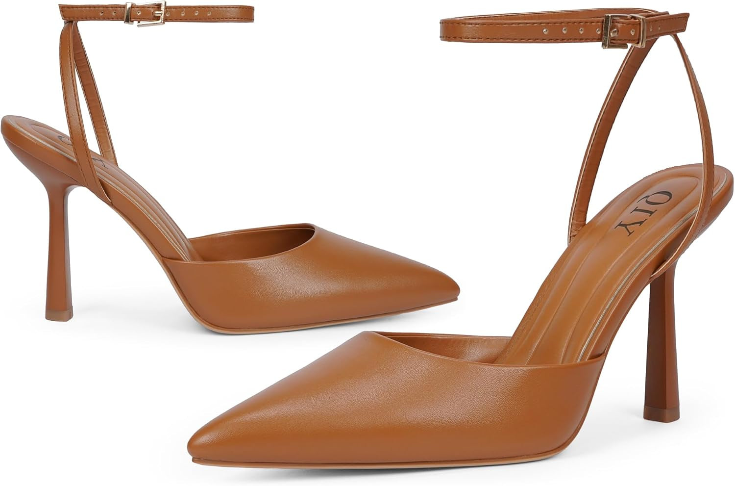 Women's Closed Toe Ankle Strap Stiletto Heels - Pointed Toe Wedding Dress Pumps