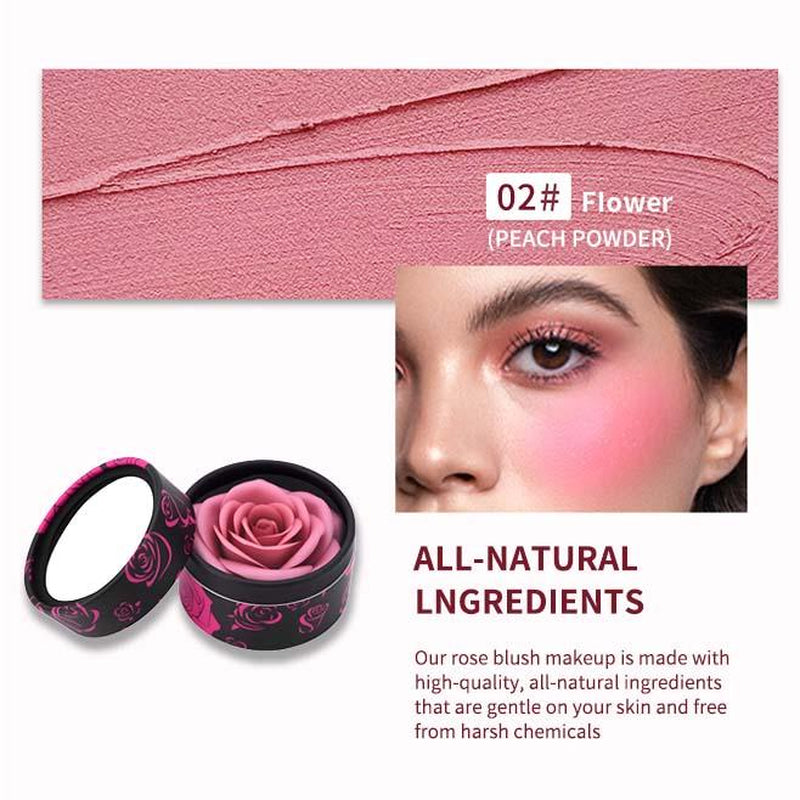 PETAL 3D Rose Blush – Natural Floral Scent, Skin-Friendly Long-Lasting Formula, 3 Radiant Shades for Flawless Glow, Unique Romantic Design, Perfect Gift for Makeup Lovers Cosmetic Gentle