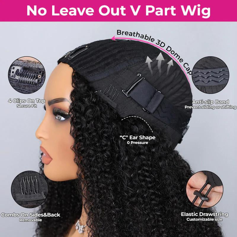 【Wear Go V Part】Isee HAIR 180% Density Burmese Curly Wear Go V Part Invisifit Strap Flip over Wig for Beginners#Iseehairbeauty#Fallfreshness