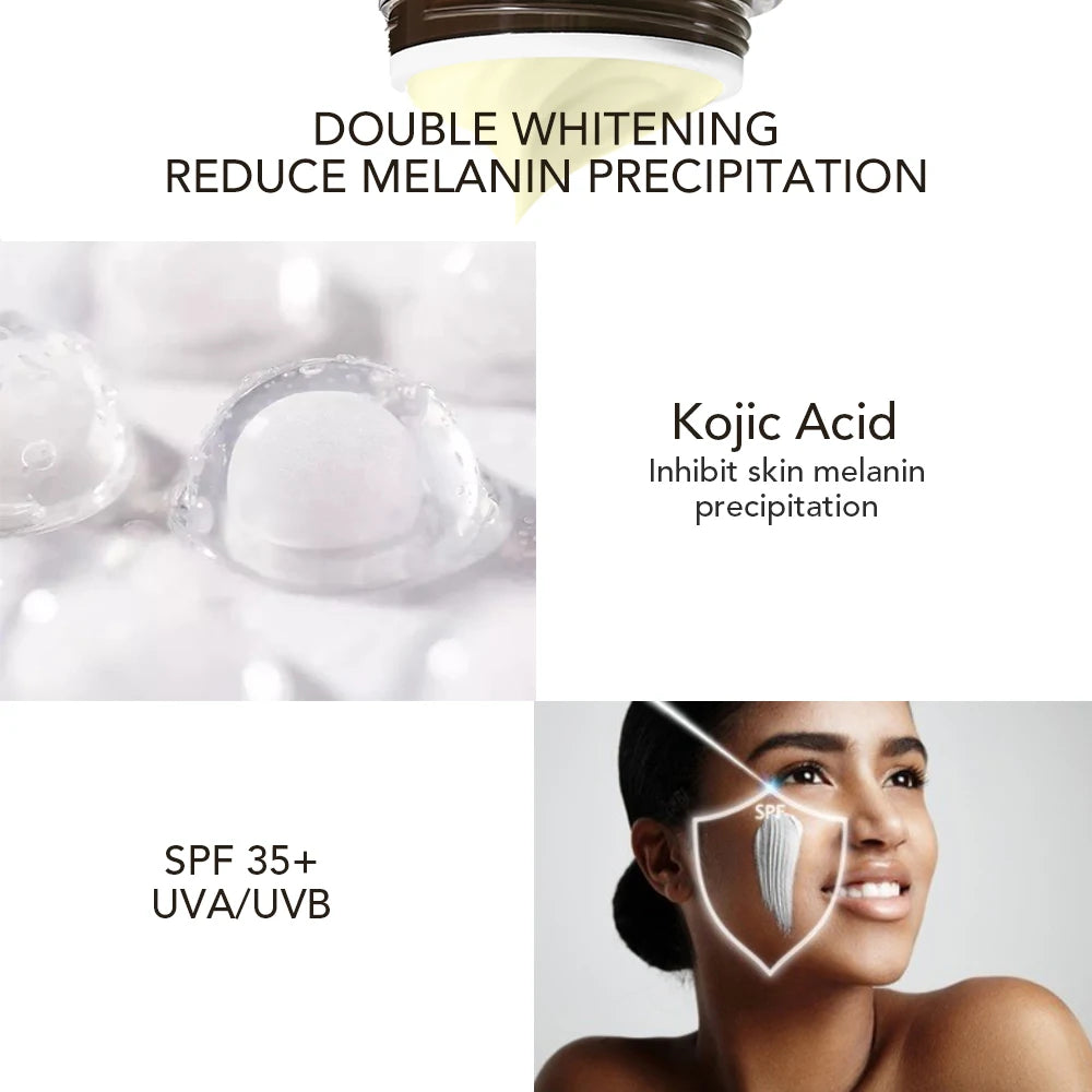 Dark Spot and Freckle Brightening Face Care Cream Set with Kojic Acid, SPF UVA & UVB Protection, Moisturizing Facial Sunscreen