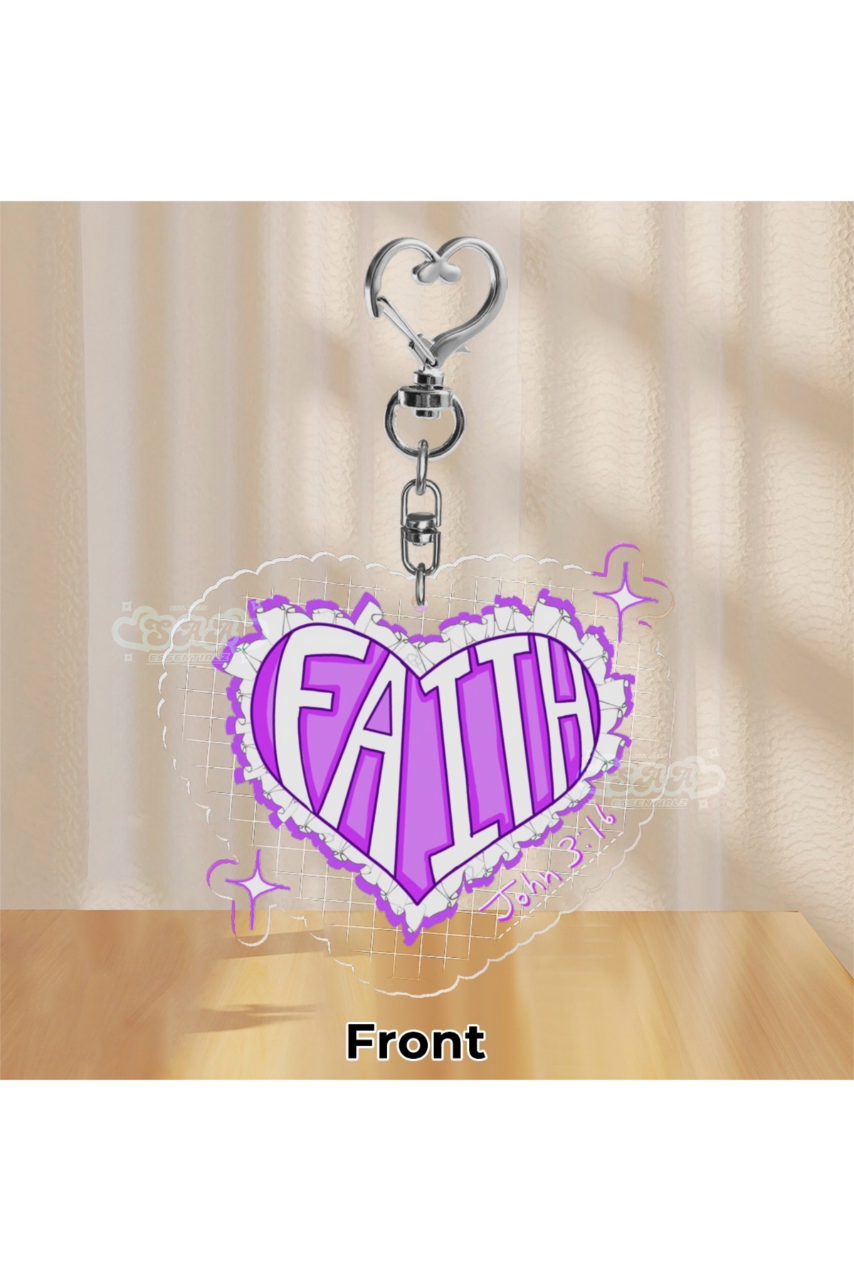 Faith Heart Acyclic Keychain