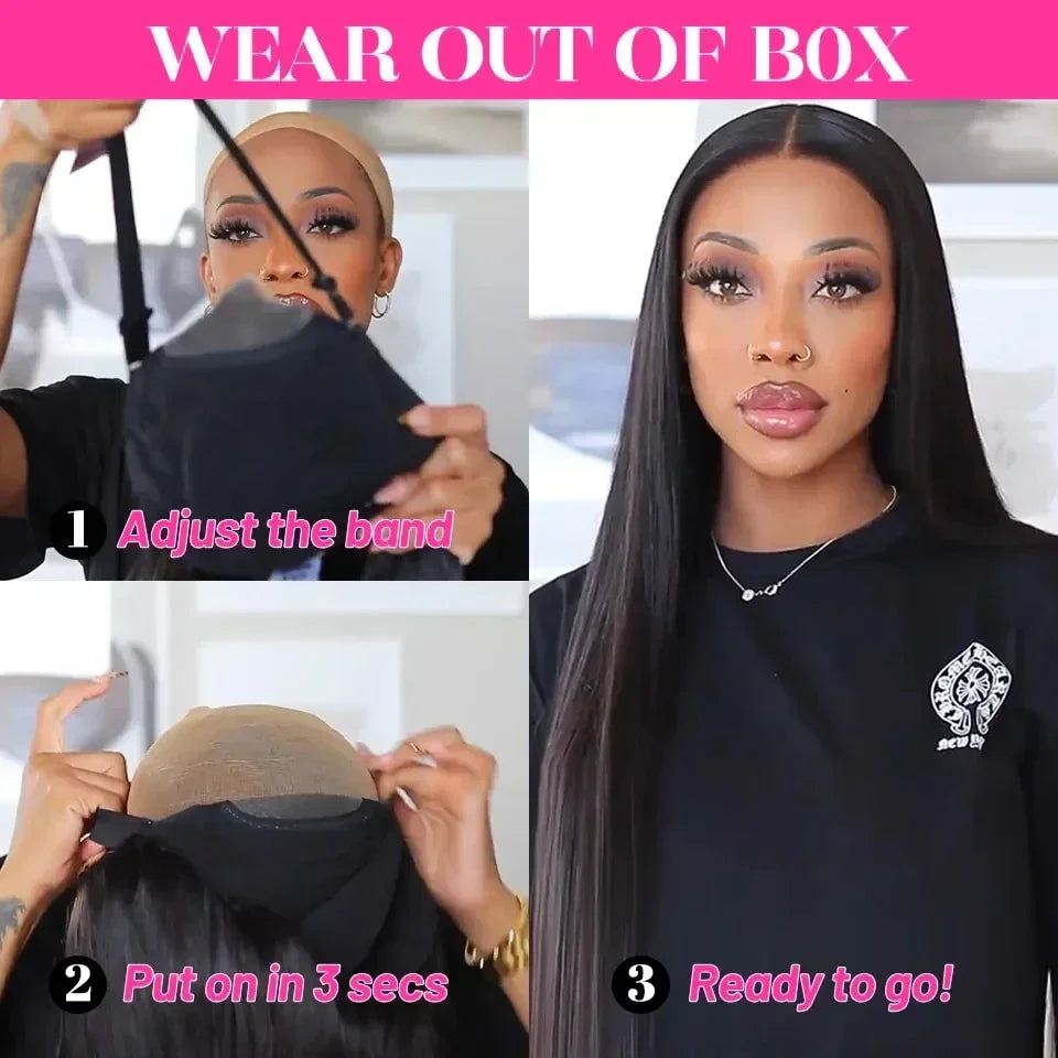 Glueless Human Hair Lace Front Wigs - Ready-to-Wear Bone Straight with 4X4 and 5X5 Pre-Cut HD Lace Closure for Women