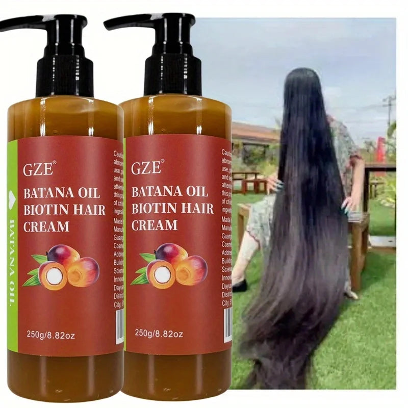 2 Pack  Batana Oil Biotin Hair Cream Strong Hair Anti-Breakage Repair Split Ends Silky for Dry Hair