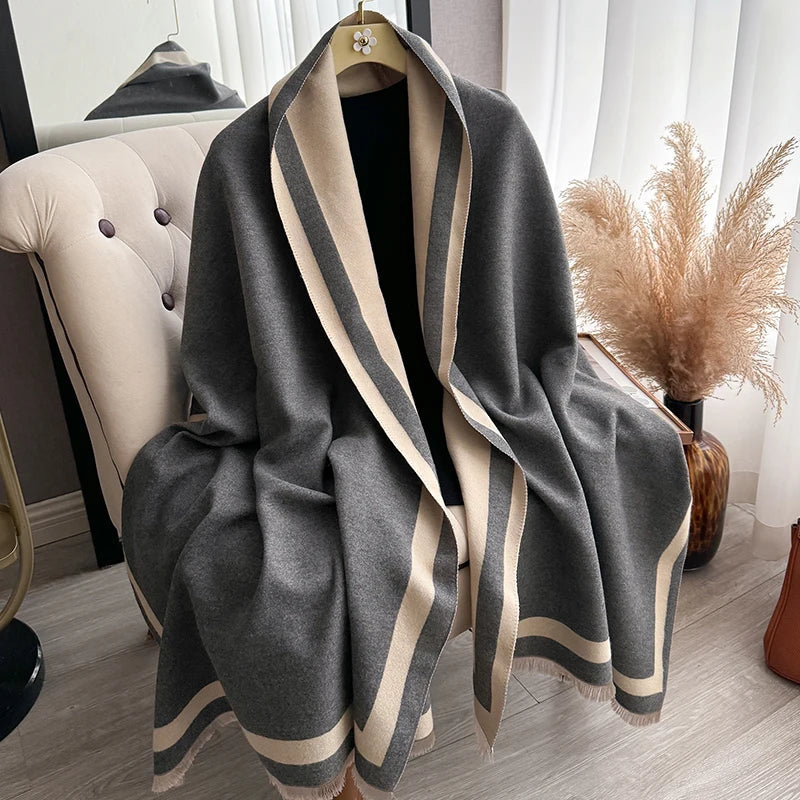 New Warm Luxury Cashmere Scarf Women Plain Color Fashion Shawl and Wraps Ladies Blanket Foulard Winter Pashmina Bandana Bufanda