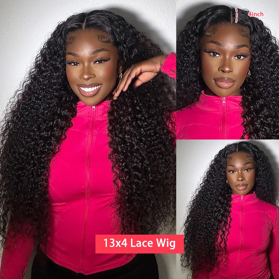 Premium 100% Human Hair Lace Front Wigs - HD Deep Wave, Water Curly, and Glueless Closure Options in 30 and 40 Inches, Kinky Texture by Weargo