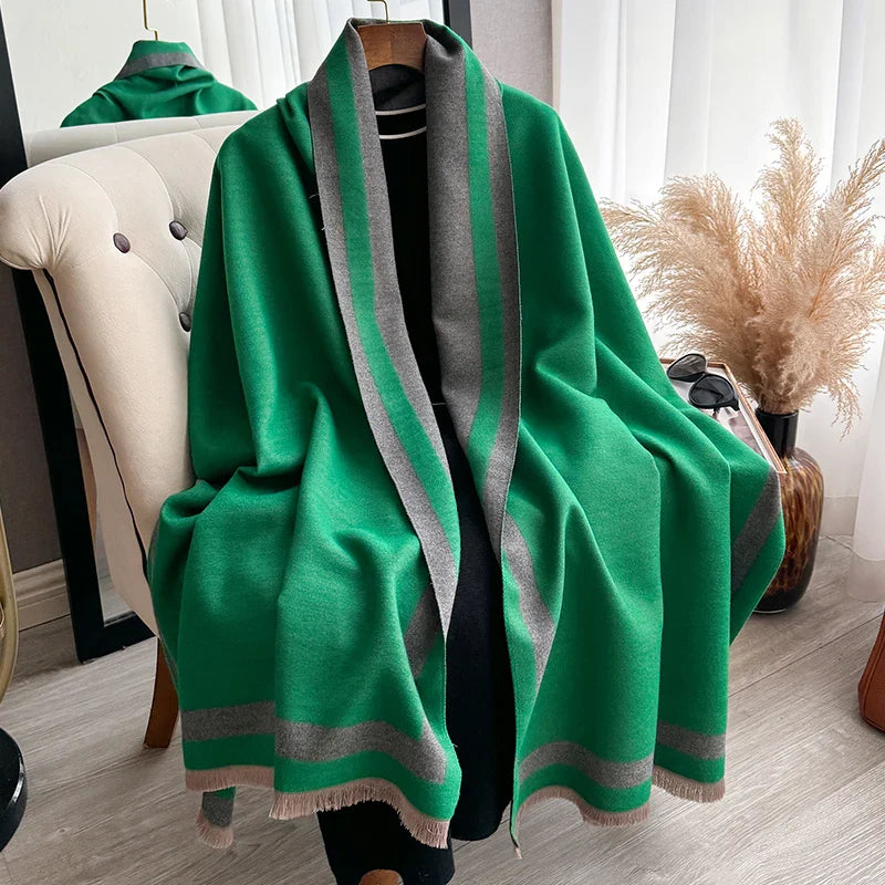 New Warm Luxury Cashmere Scarf Women Plain Color Fashion Shawl and Wraps Ladies Blanket Foulard Winter Pashmina Bandana Bufanda