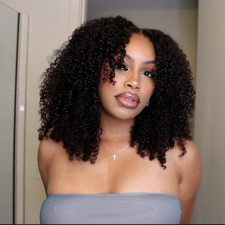 10A Premium Glueless Human Hair Wigs with Bleached Knots - 6X5 Pre-Cut HD Transparent Lace, Kinky Curly Style