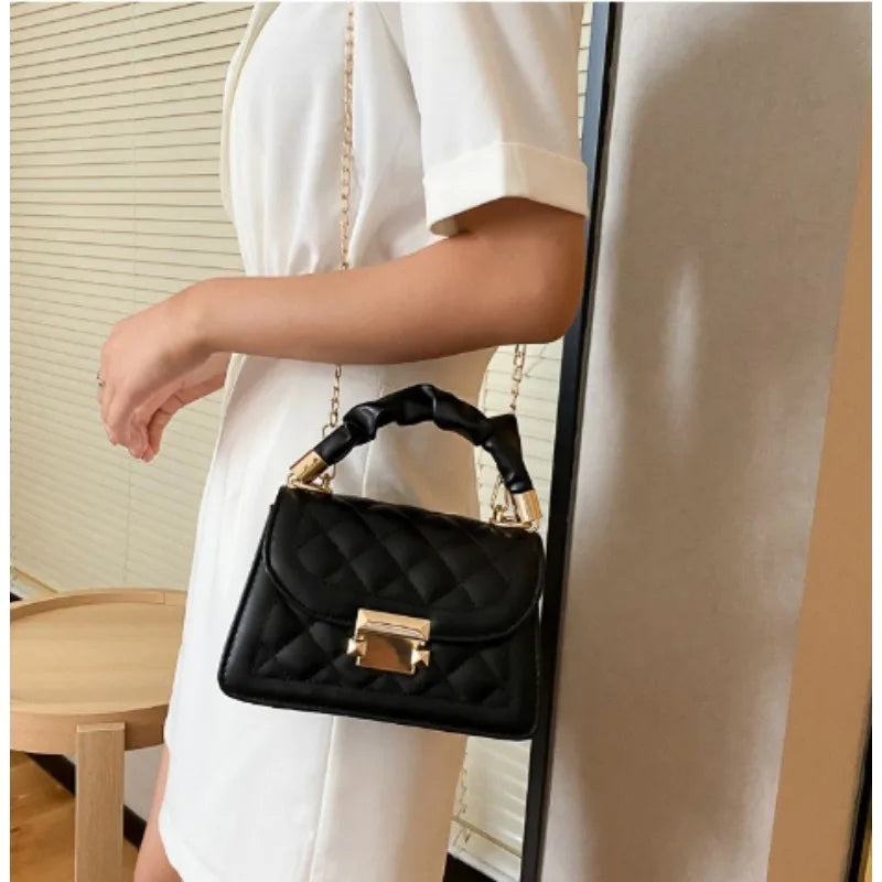 Grid Pattern Tote Bag with Buckle Decoration and Flap Wallet - High-Quality PU Leather Crossbody Bag for Women
