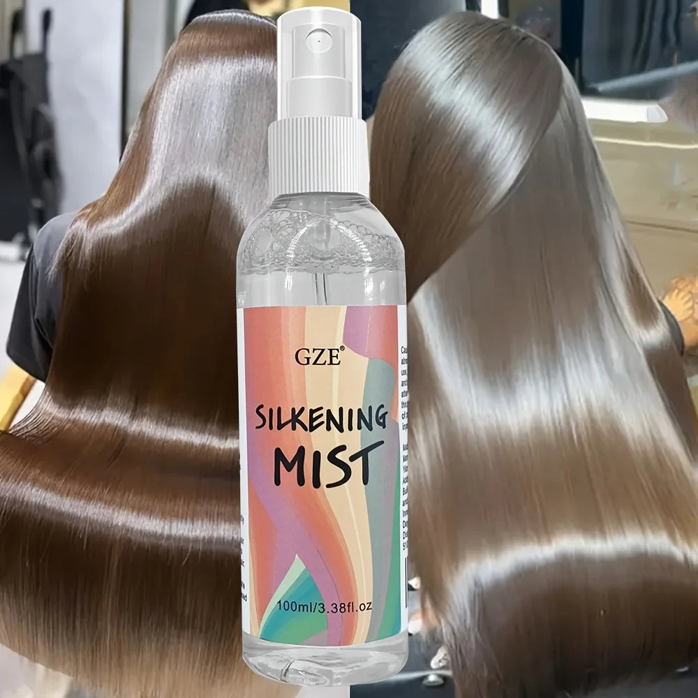 HAIR SILKENING SPRAY Silk Therapy Thermal Shield,Tthermal-Pressing Product That Polishes, Silkens, and Smooths Curly Texture