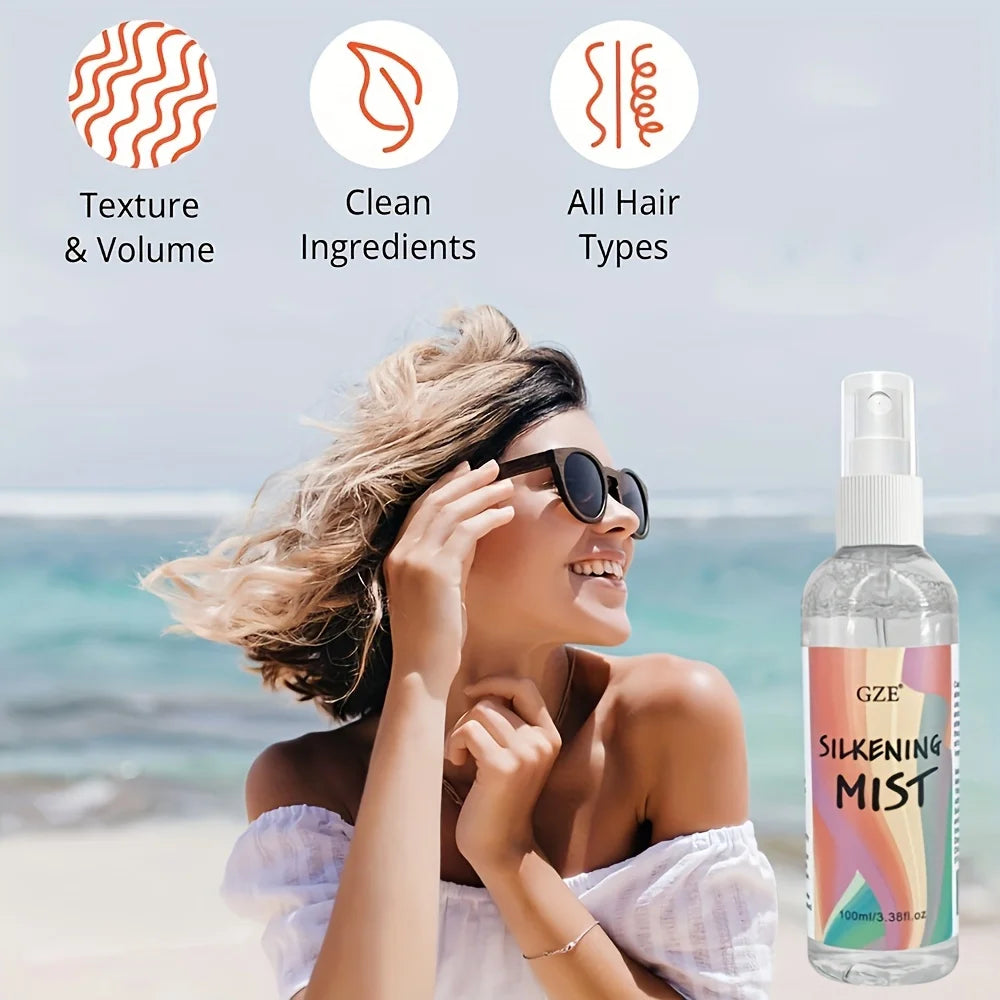 HAIR SILKENING SPRAY Silk Therapy Thermal Shield,Tthermal-Pressing Product That Polishes, Silkens, and Smooths Curly Texture