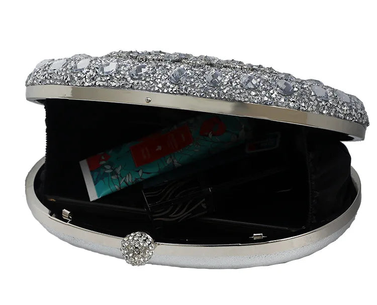 Elegant Crystal-Embellished Clutch for Women - Evening Bag for Weddings and Special Occasions
