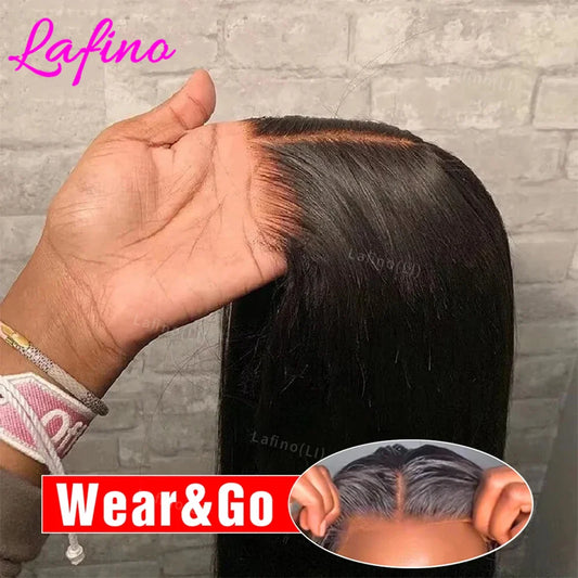Glueless Human Hair Lace Front Wigs - Ready-to-Wear Bone Straight with 4X4 and 5X5 Pre-Cut HD Lace Closure for Women