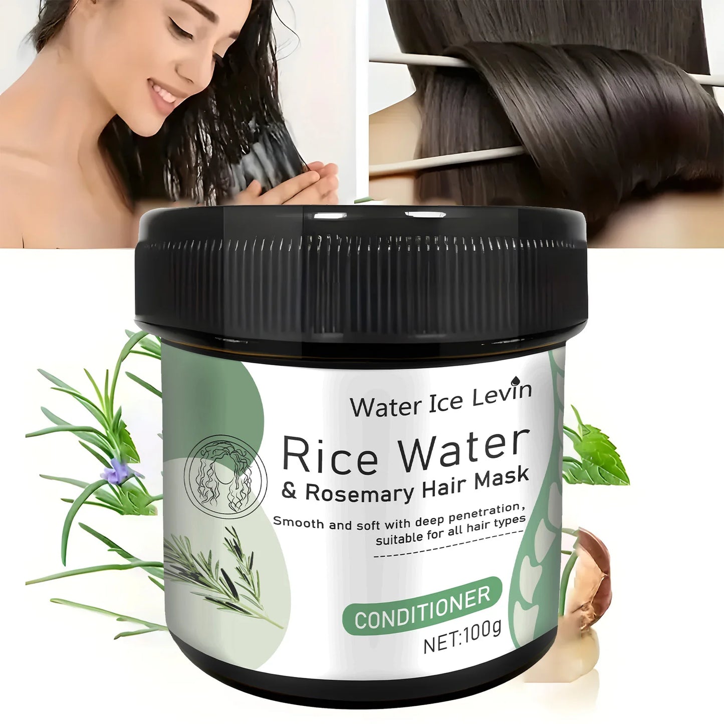 Rice Water Hair Mask for Damage Repair and Frizz Control - Nourishing Treatment for Scalp and Hair Root, Enhancing Shine and Softness