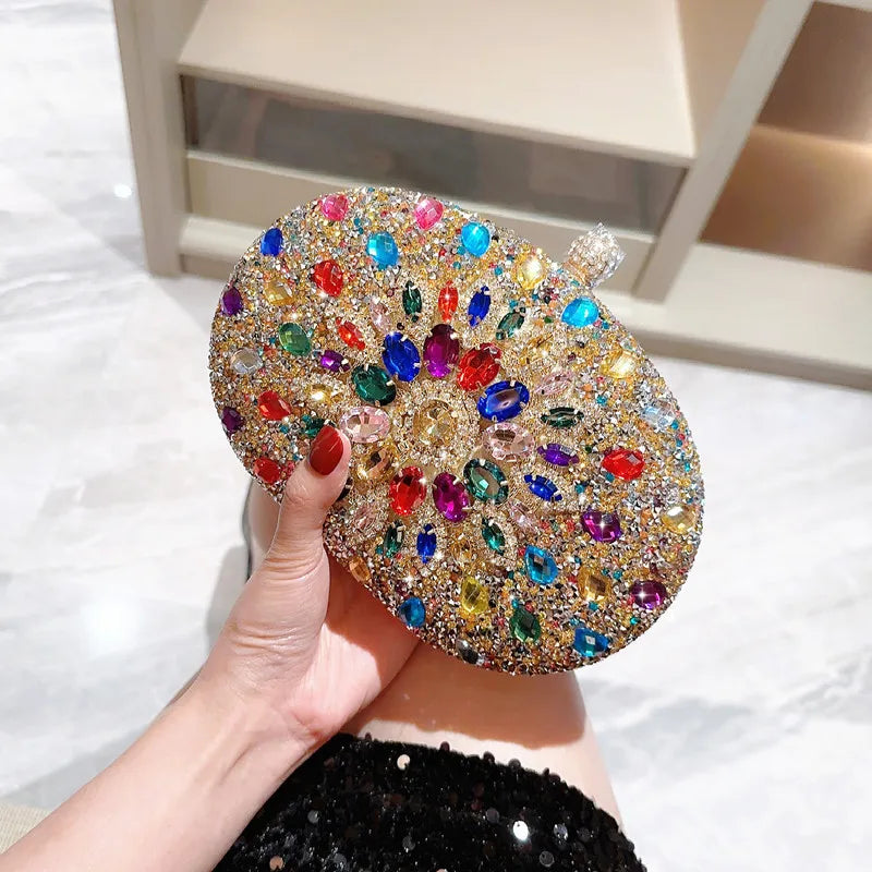 Elegant Crystal-Embellished Clutch for Women - Evening Bag for Weddings and Special Occasions