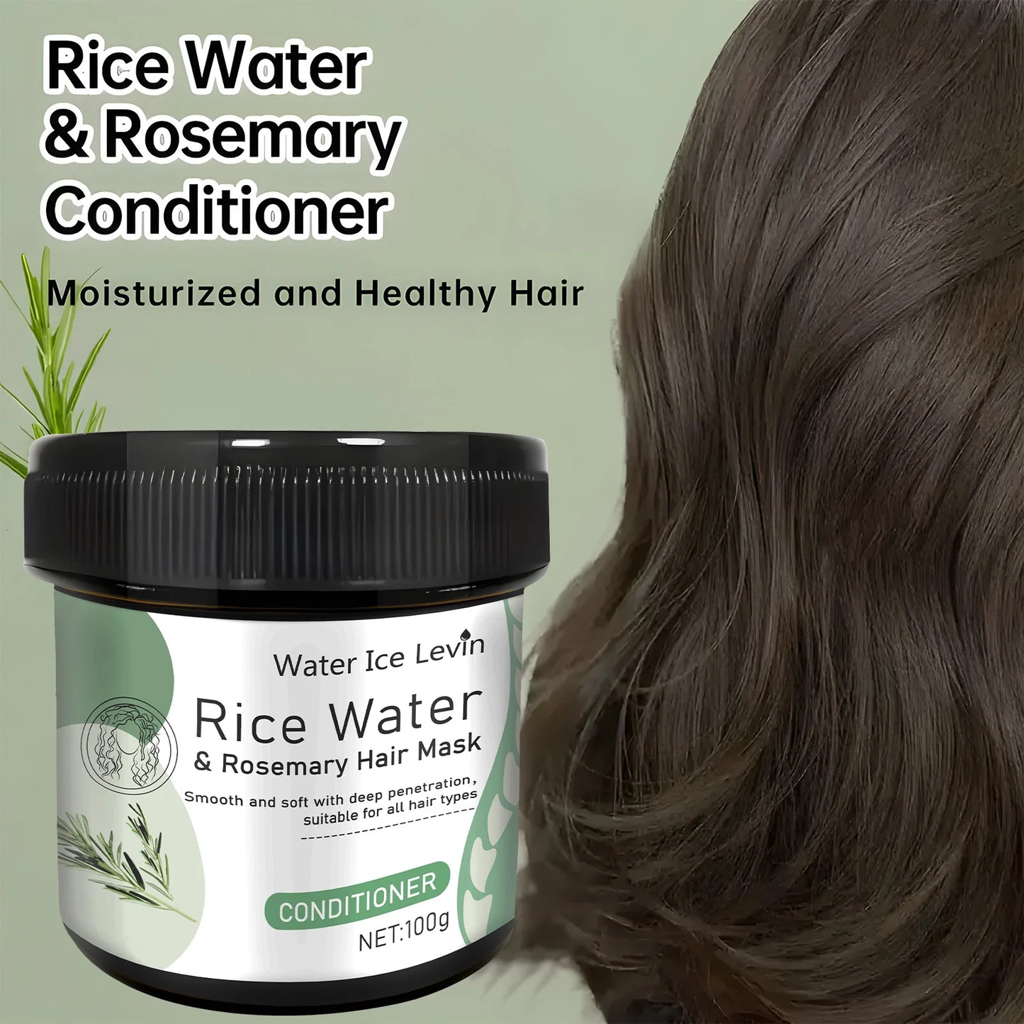 Rice Water Hair Mask for Damage Repair and Frizz Control - Nourishing Treatment for Scalp and Hair Root, Enhancing Shine and Softness