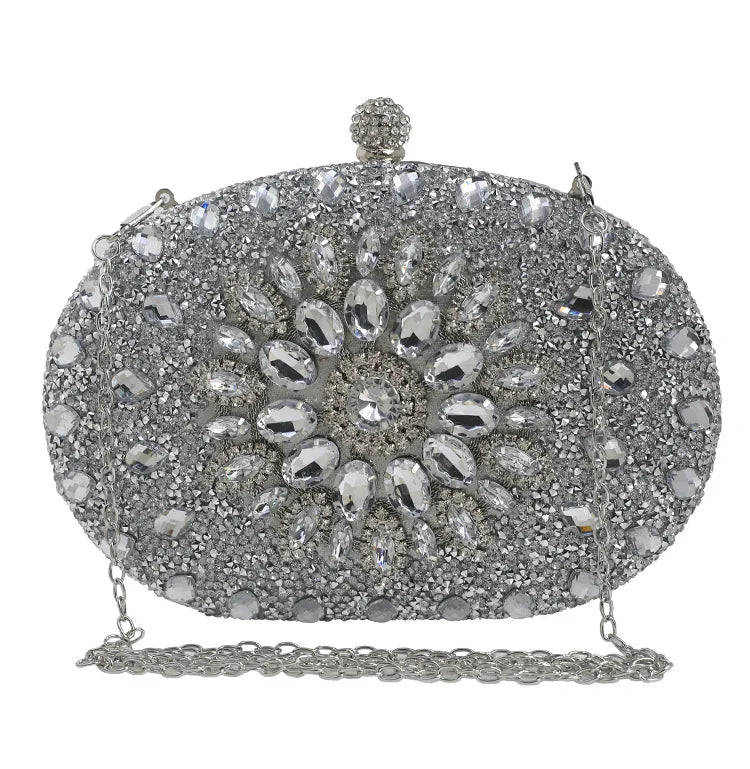 Elegant Crystal-Embellished Clutch for Women - Evening Bag for Weddings and Special Occasions