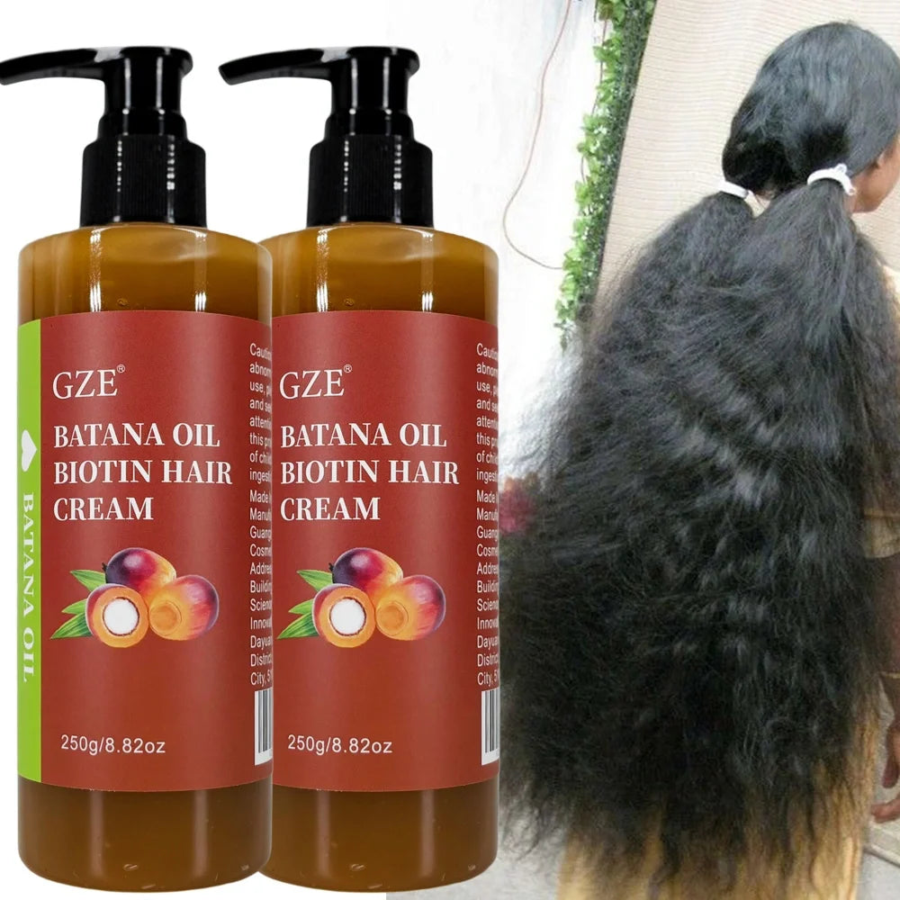 2 Pack  Batana Oil Biotin Hair Cream Strong Hair Anti-Breakage Repair Split Ends Silky for Dry Hair