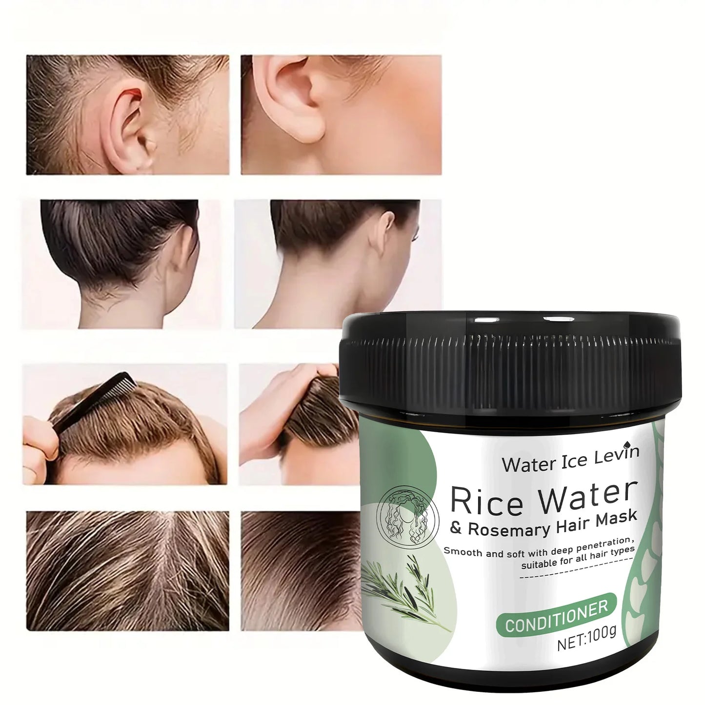 Rice Water Hair Mask for Damage Repair and Frizz Control - Nourishing Treatment for Scalp and Hair Root, Enhancing Shine and Softness