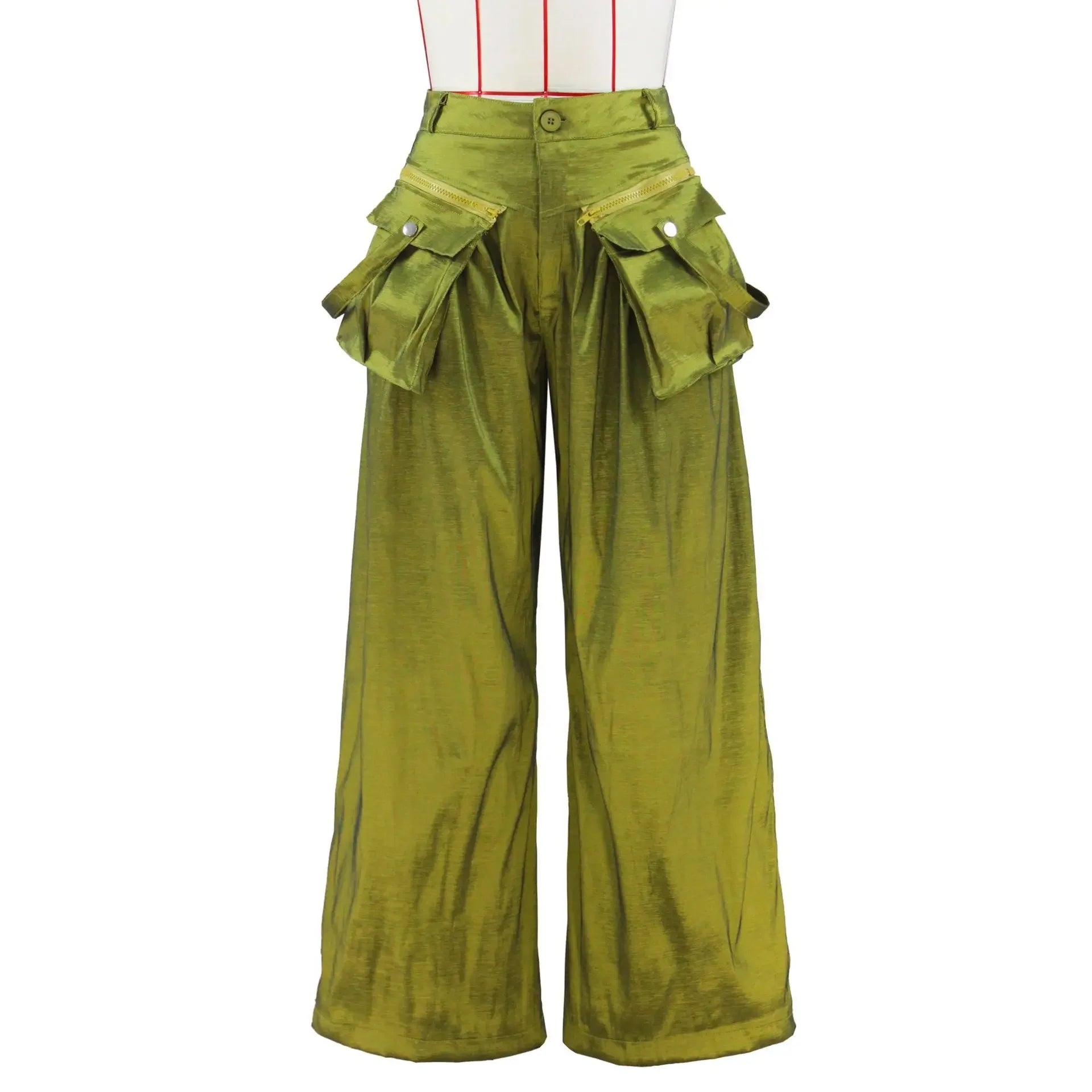 Women Detachable Pocket Zipper Fly Loose Wide Leg Pants 2024 Cargo Streetwear Safari Style Trousers