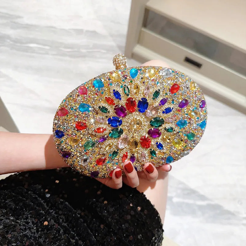 Elegant Crystal-Embellished Clutch for Women - Evening Bag for Weddings and Special Occasions