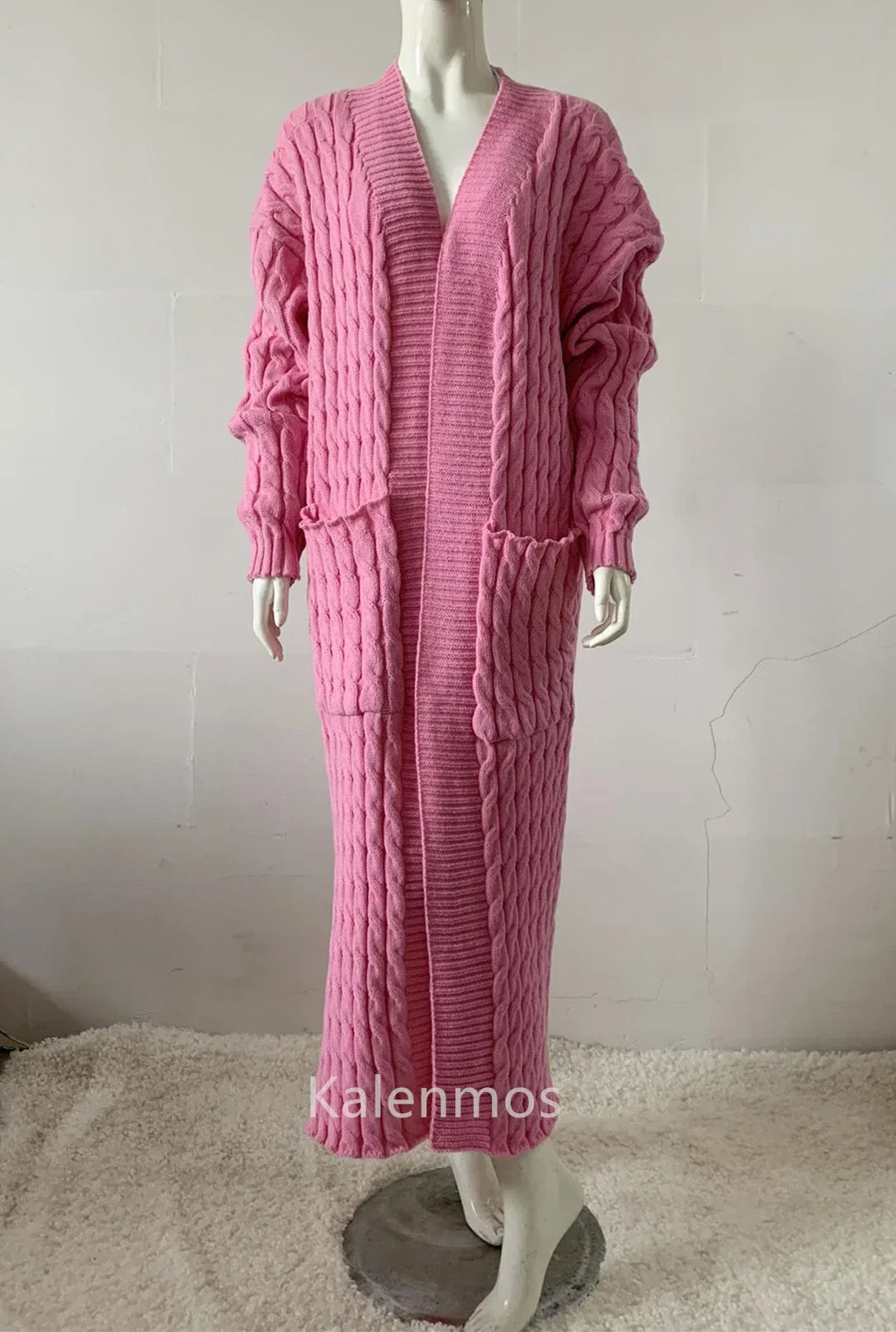 Long Cardigan Women Jacket Autumn Kintted Winter Green Crochet Loose Long Sleeve Spring Sweater Warm Jumper Causal Cardigans