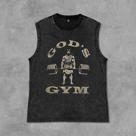 Men'S Washed Tank Top Summer Running Exercise Fitness Training Vest for Men Braces T-Shirtbreathable Gym Athletic Tees Oversized