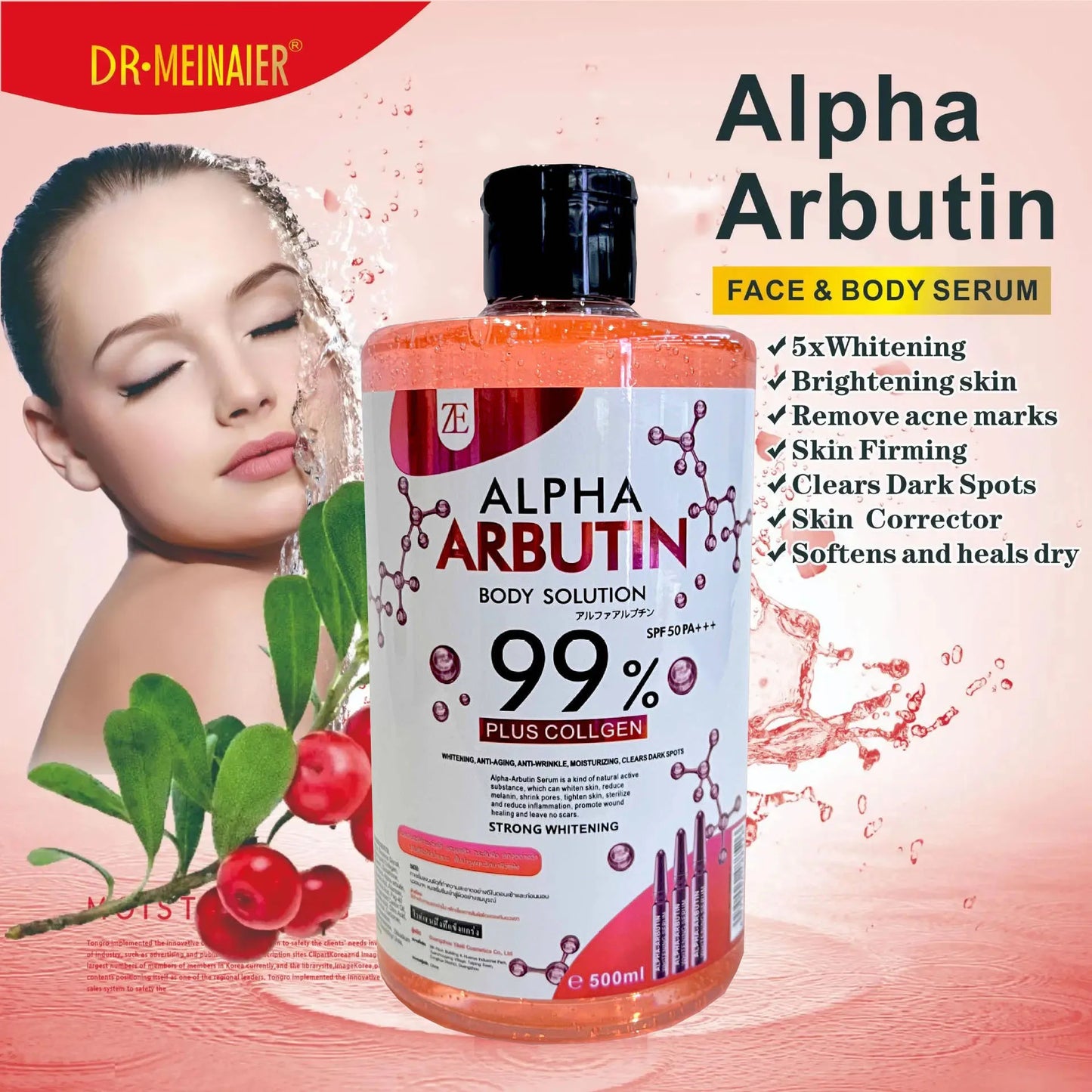 Alpha Arbutin AHA Serum for Brightening and Hydrating Face and Body, Enhancing Radiance in Darker Skin Tones