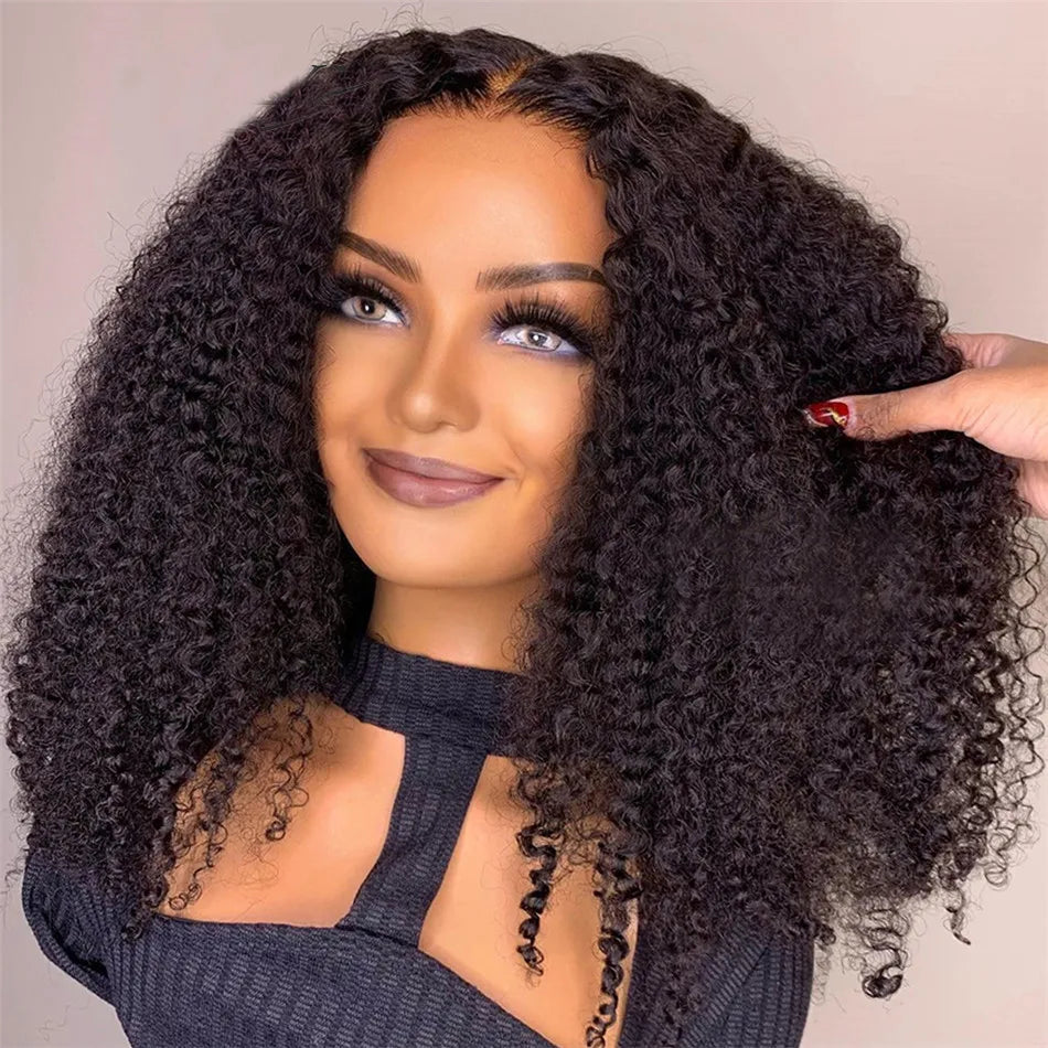 10A Premium Glueless Human Hair Wigs with Bleached Knots - 6X5 Pre-Cut HD Transparent Lace, Kinky Curly Style