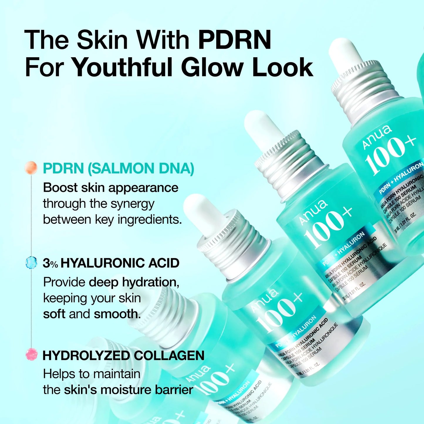 Anua PDRN 100+ Hyaluronic Acid Serum Capsules Moisturizing Revitalizing Face Serum Korean Skincare Beauty Essentials