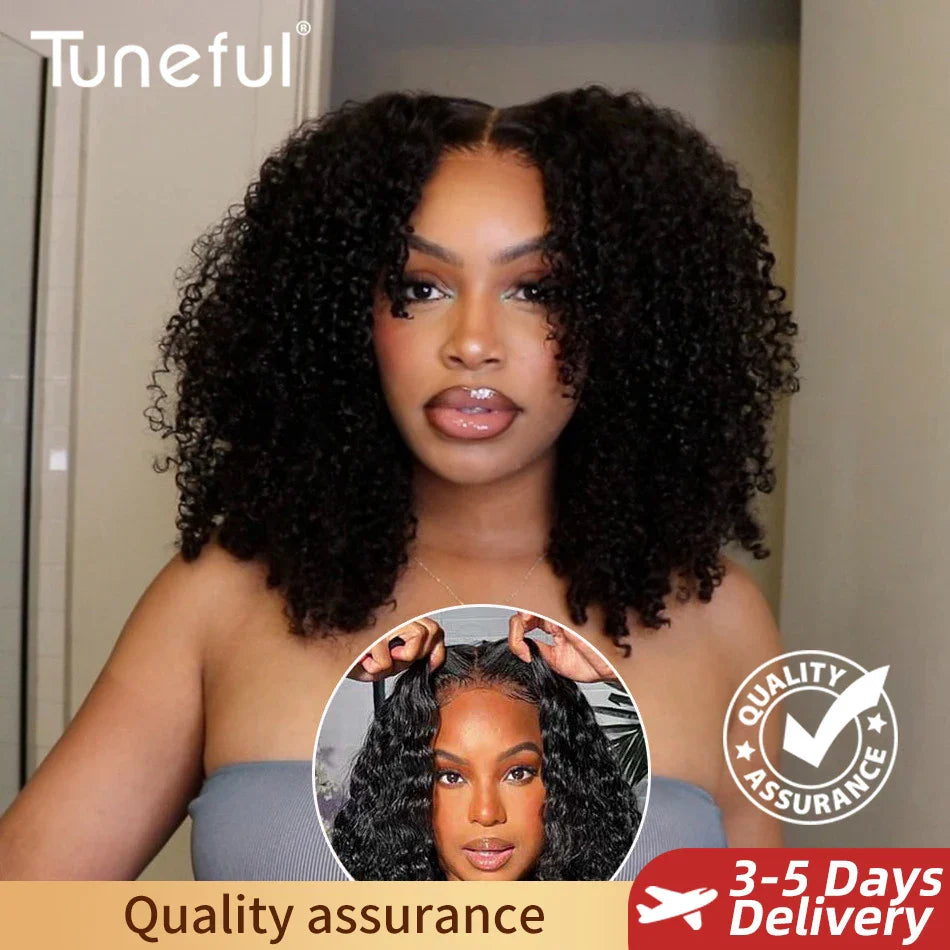 10A Premium Glueless Human Hair Wigs with Bleached Knots - 6X5 Pre-Cut HD Transparent Lace, Kinky Curly Style