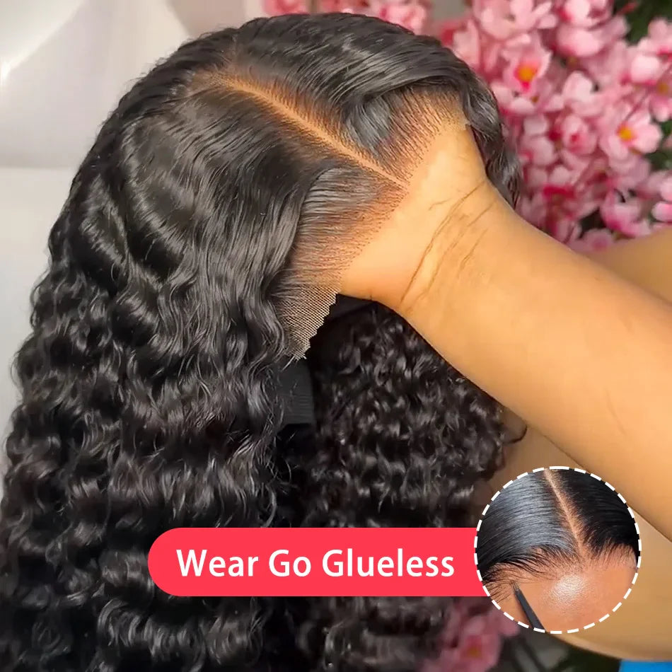 Premium 100% Human Hair Lace Front Wigs - HD Deep Wave, Water Curly, and Glueless Closure Options in 30 and 40 Inches, Kinky Texture by Weargo