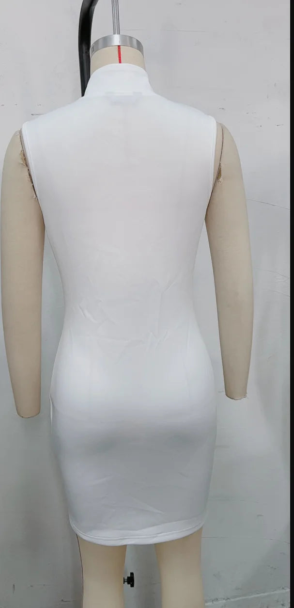 Elegant Women'S Dress Tank Top Sleeveless Zipper Sexy Wrapped Hip Skirt 2024 New Summer Leisure Commuter Mini Wrapped Hip Skirt