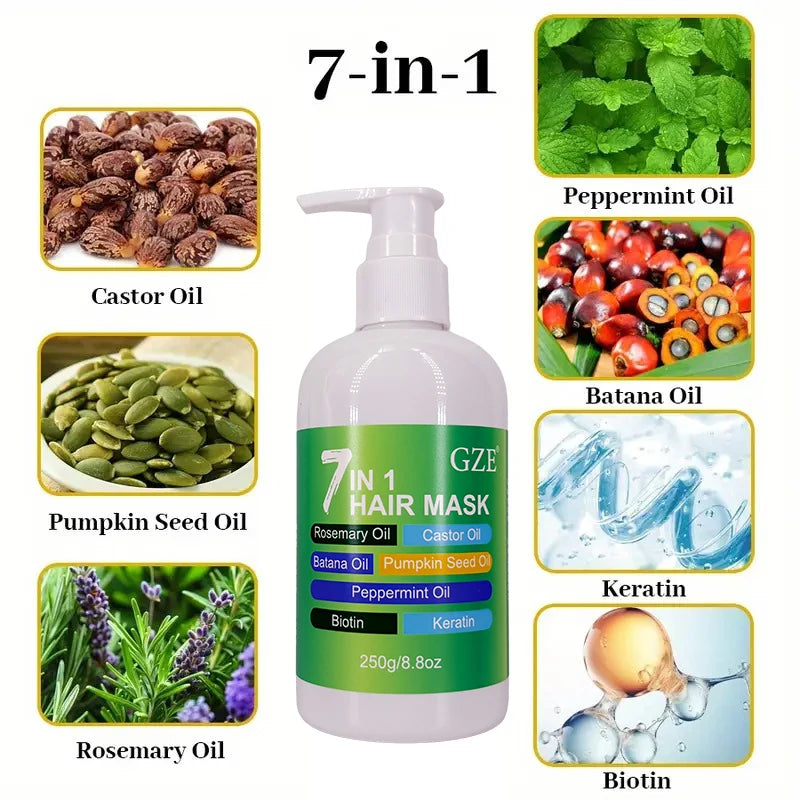 7 in 1 HAIR MASK Deep Conditioning Repair Split Ends Anti-Breakage Soften Hair Silky Hair for Dry Hair Hydrating Enriched