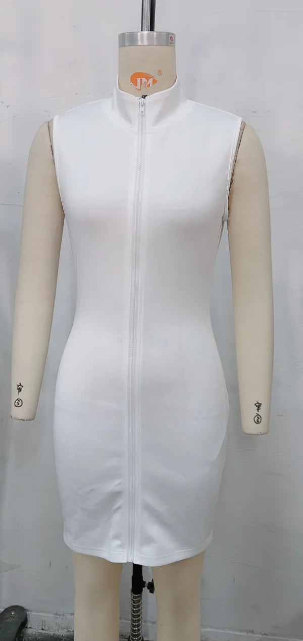 Elegant Women'S Dress Tank Top Sleeveless Zipper Sexy Wrapped Hip Skirt 2024 New Summer Leisure Commuter Mini Wrapped Hip Skirt